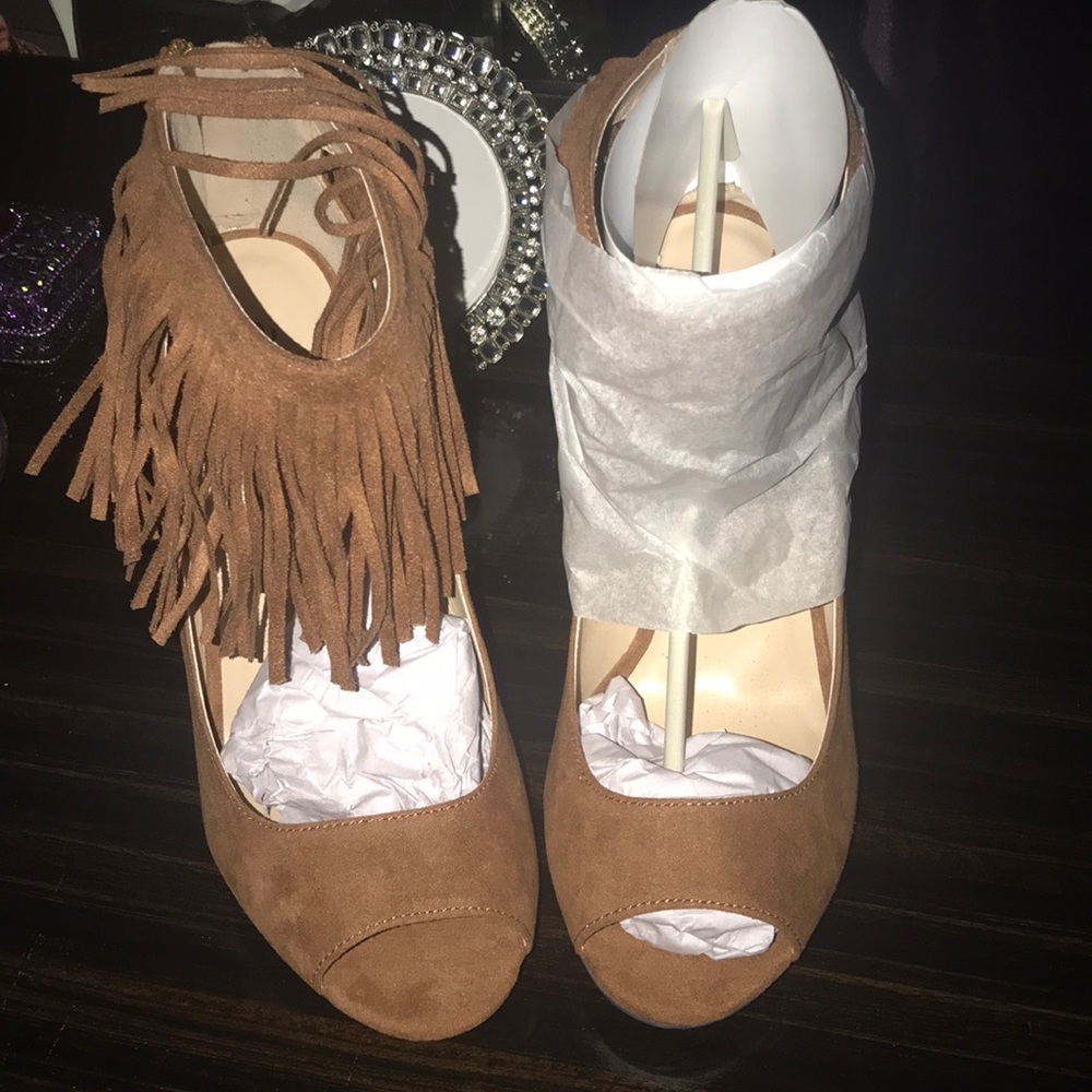 Brown suede heels
